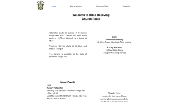 Screenshot of the Bible Baptist Church website