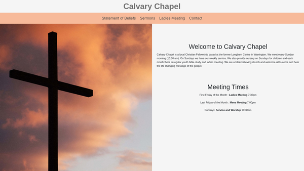 Screenshot of the Calvary Chapel Warrington website