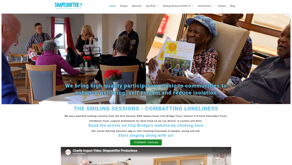 Screenshot of the Shapeshifter Productions Ltd website