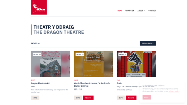 Screenshot of the The Dragon Barmouth Ltd website