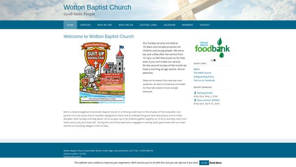 Screenshot of the Wotton-Under-Edge Baptist Church website