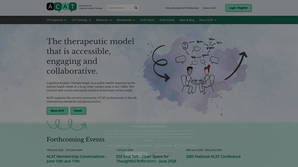 Screenshot of the Association For Cognitive Analytic Therapy Ltd website