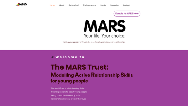 Screenshot of the Mars Trust website