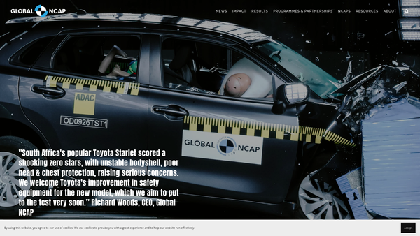 Screenshot of the Global Ncap website