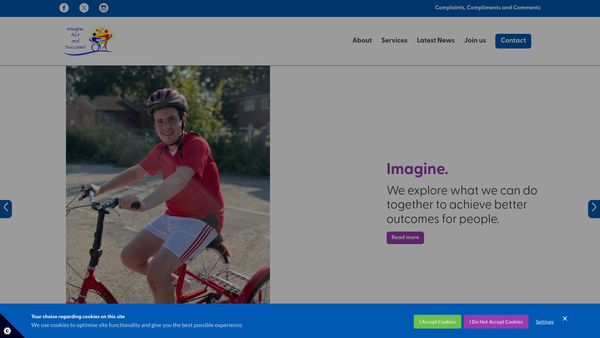 Screenshot of the Imagine Act And Succeed website