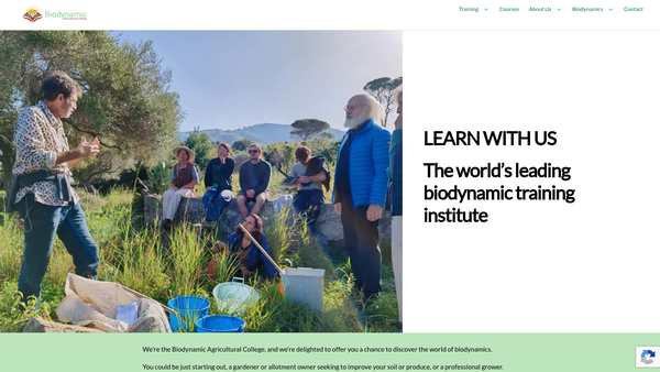 Screenshot of the Biodynamic Agricultural College website