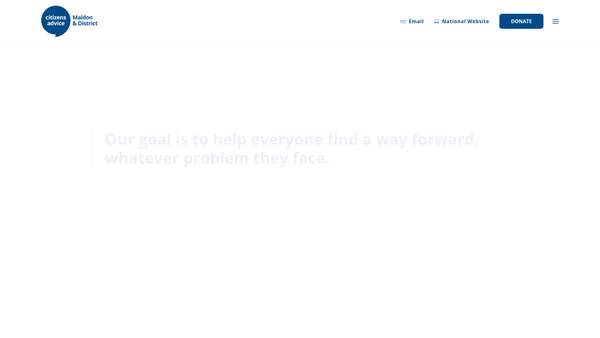 Screenshot of the Maldon And District Citizens Advice Bureau website