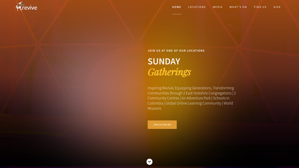Screenshot of the Revive Church website