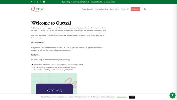 Screenshot of the Quetzal website