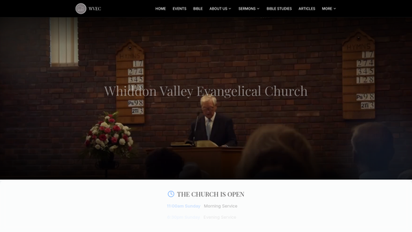 Screenshot of the Whiddon Valley Evangelical Church website