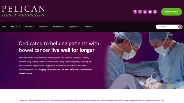 Screenshot of the Pelican Cancer Foundation website