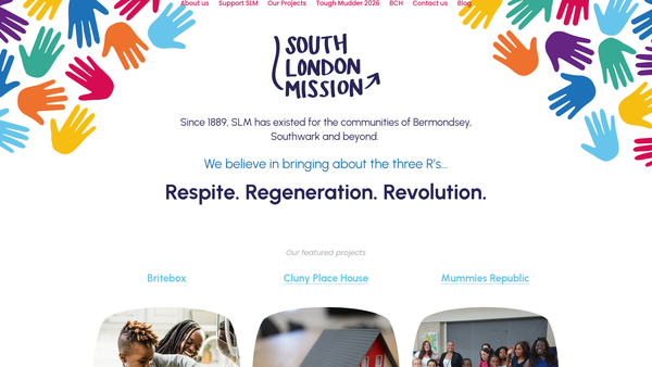 Screenshot of the Bermondsey Central Hall Methodist Church website