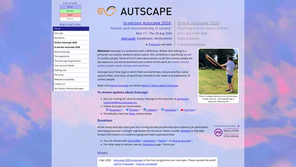 Screenshot of the The Autscape Organisation website
