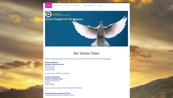 Screenshot of the The Redeemed Christian Church Of God -Christ Chapel For All Nations website