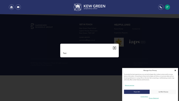 Screenshot of the Friends Of Kew Green Preparatory School website