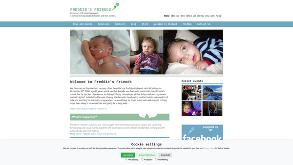 Screenshot of the Freddies Friends website
