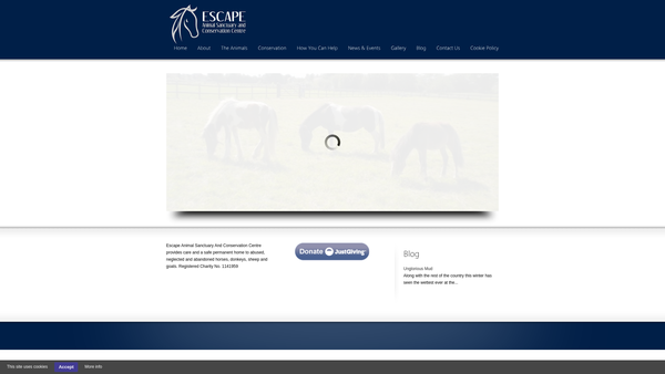 Screenshot of the Escape Animal Sanctuary And Conservation Centre website