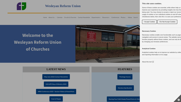 Screenshot of the Rosehill Wesleyan Reform Church website