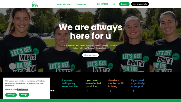 Screenshot of the If U Care Share Foundation website