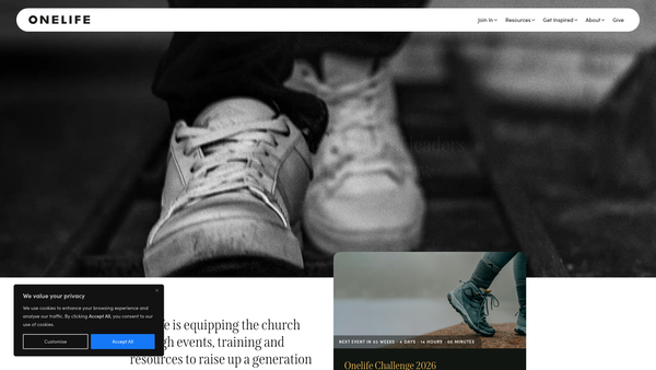 Screenshot of the Onelife Leadership website