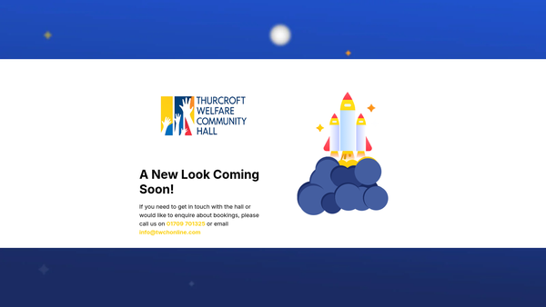 Screenshot of the Thurcroft Welfare Community Hall Limited website