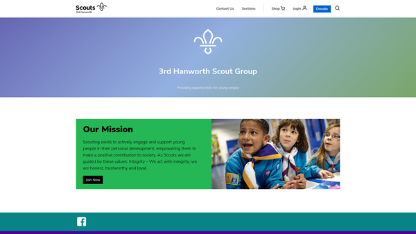 Screenshot of the 3rd Hanworth Scout Group website