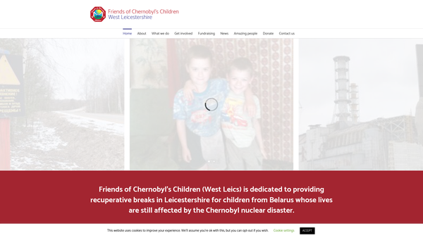 Screenshot of the Friends Of Chernobyl's Children (West Leicestershire) website