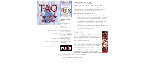 Screenshot of the Together As One website