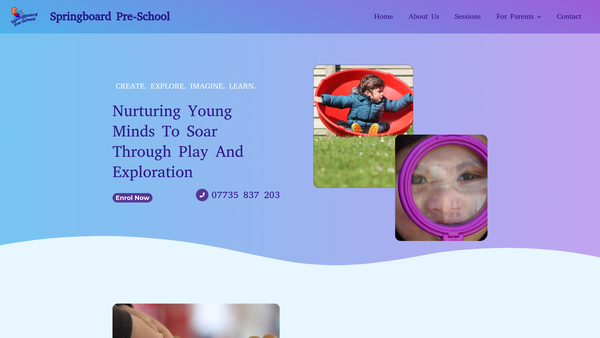 Screenshot of the Springboard Preschool website