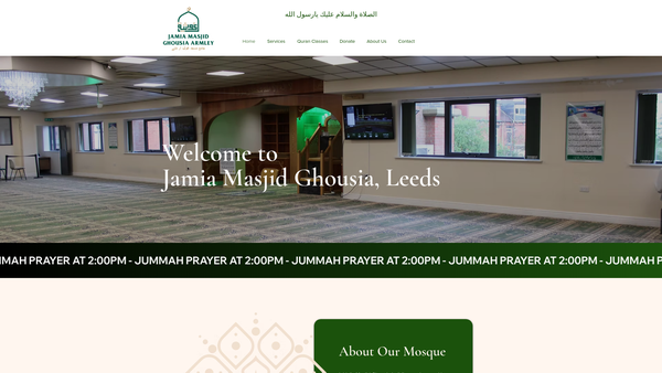 Screenshot of the Jamia Masjid Ghousia Armley website