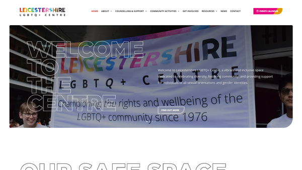 Screenshot of the Leicester Lesbian Gay Bisexual And Transgender Centre website