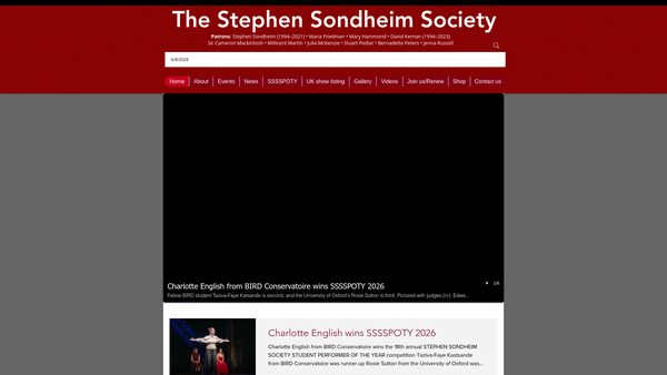 Screenshot of the The Stephen Sondheim Society website