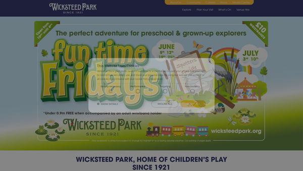 Screenshot of the Wicksteed Charitable Trust website