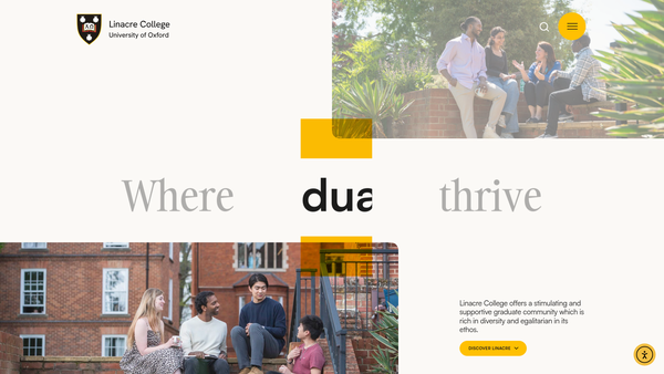 Screenshot of the Linacre College website