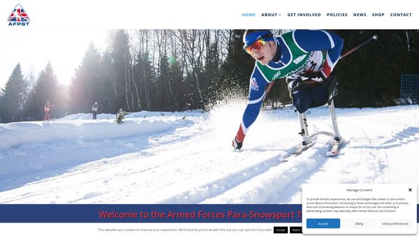 Screenshot of the Armed Forces Para-Snowsport Team website