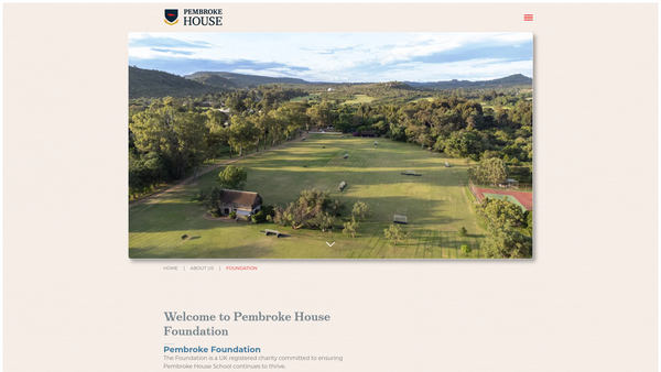 Screenshot of the Pembroke House Foundation website