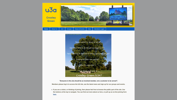 Screenshot of the Croxley Green U3A website