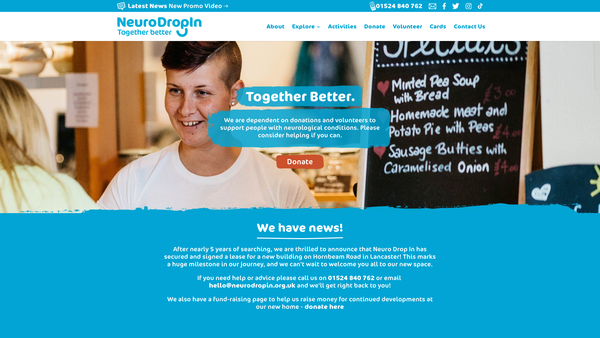 Screenshot of the Neuro Drop In Centre website