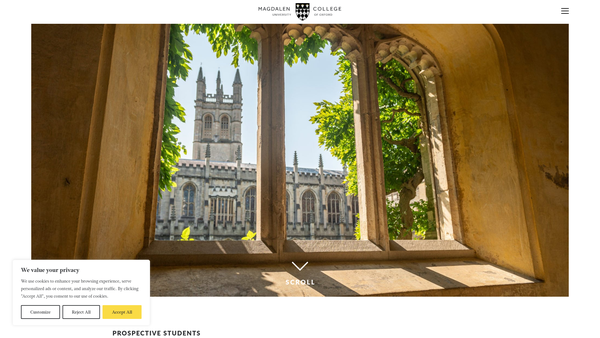 Screenshot of the The College Of St Mary Magdalen In The University Of Oxford website