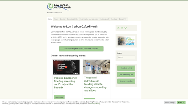 Screenshot of the Low Carbon Oxford North website