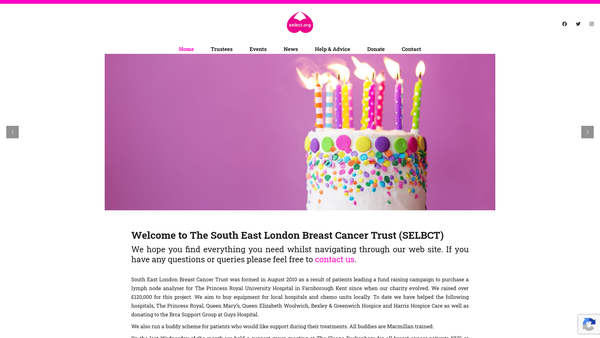 Screenshot of the South East London Breast Cancer Trust website