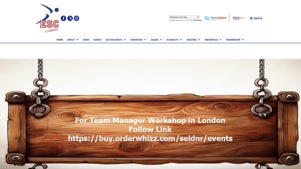 Screenshot of the Ealing Swimming Club Limited website