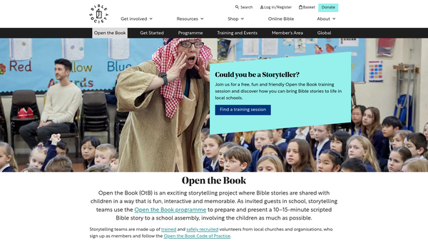 Screenshot of the Open The Book website