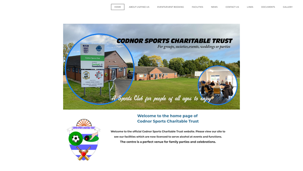 Screenshot of the Codnor Sports Charitable Trust website