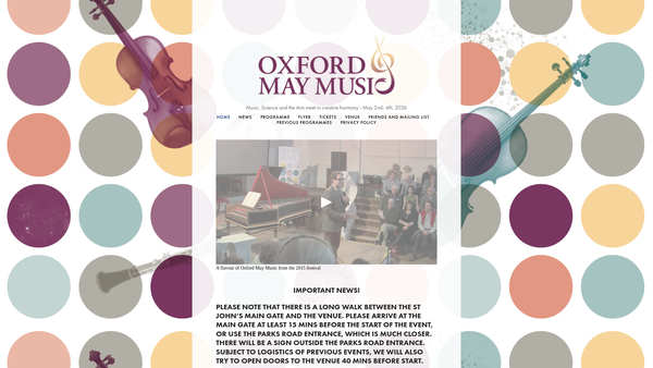 Screenshot of the Oxford May Music website
