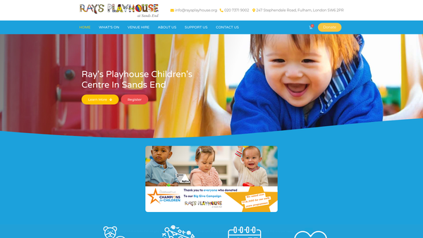 Screenshot of the Ray's Playhouse Limited website