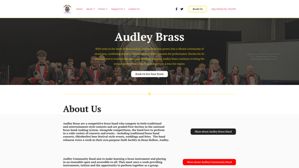 Screenshot of the Audley Brass Band website