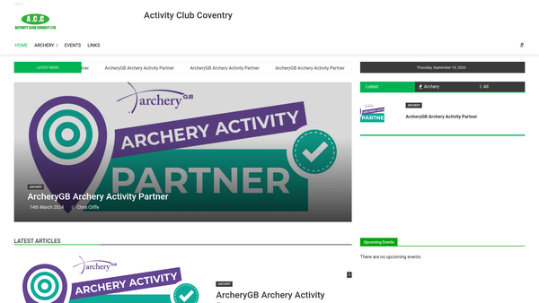 Screenshot of the Activity Club Coventry Ltd website