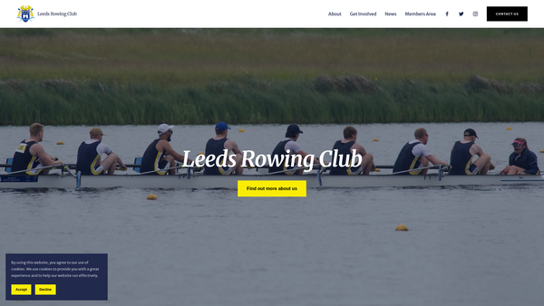 Screenshot of the Leeds Rowing Club website