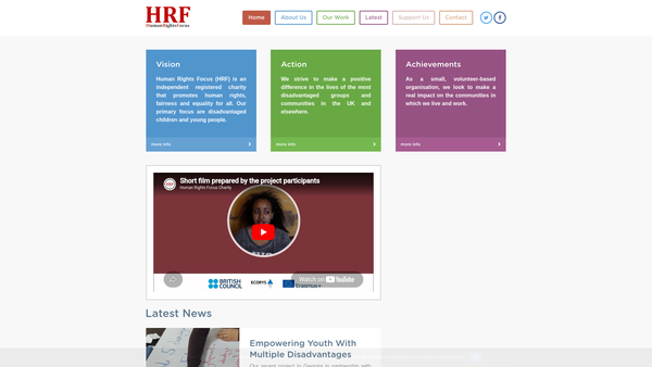 Screenshot of the Human Rights Focus website